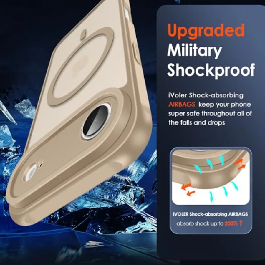 حافظة مغناطيسية لهاتف iPhone Air 6.5 بوصة مع حماية من الدرجة العسكرية وتوافق Magsafe بطول 15 قدم وشفافة بلوري #6