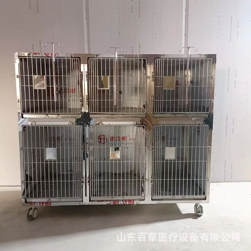 

Клетка для собак из нержавеющей стали, большая собака, средняя и маленькая двухслойная огорожа, больница для домашних животных с перегородкой