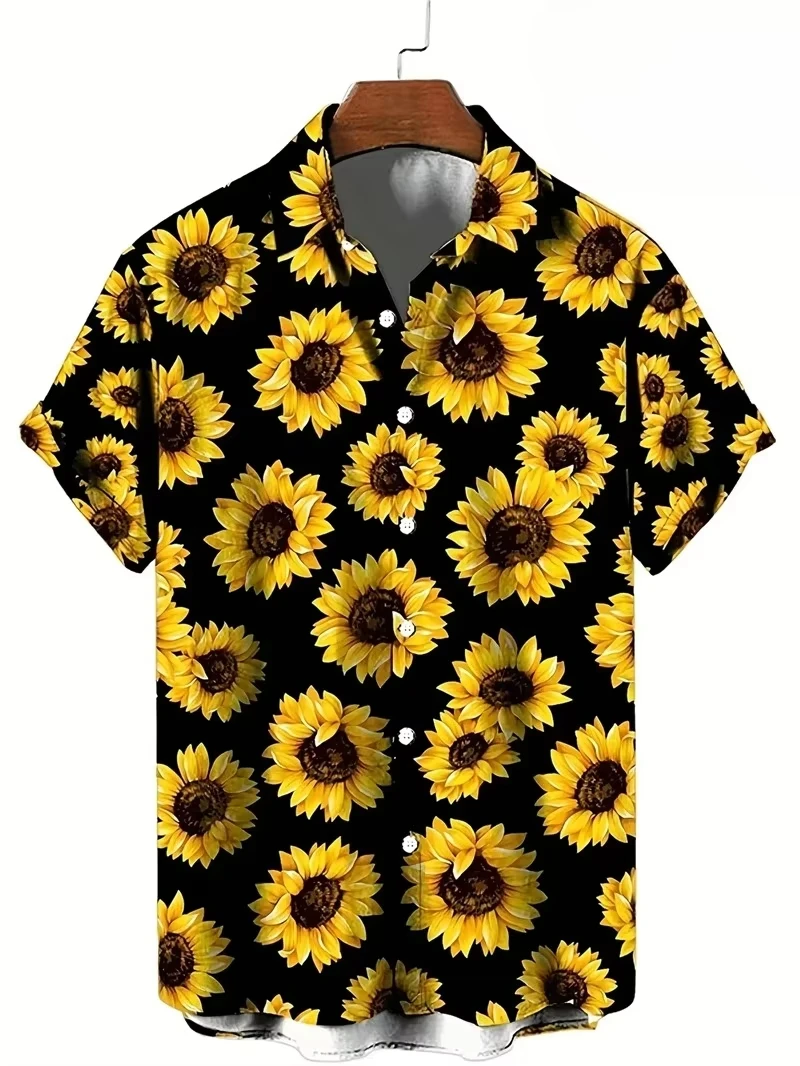 

2026 Summer Floral Shirts Men's Hawaii Holiday Party Blouse 2026 Lapel Beach Shirt Flower Camisas Short-sleeved Womens Clothes