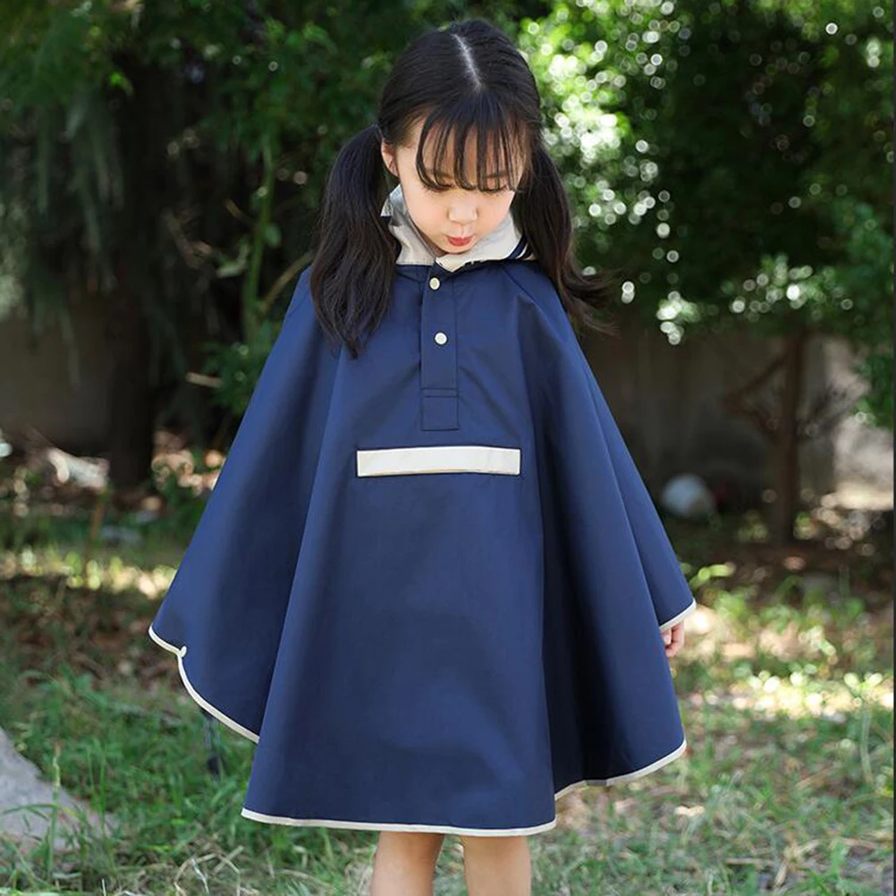 

Fashion Cape-style Raincoat Travel Kids Ponchos with Hood Lightweight Jacket for Girls