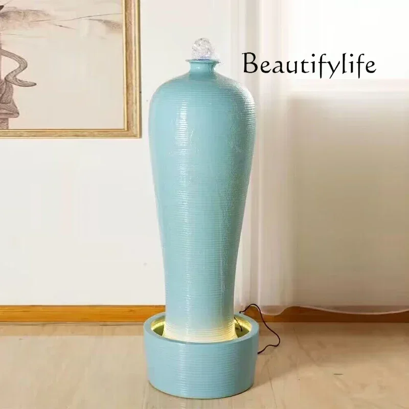 

Ceramic water fountain lucky ornament living room balcony entrance decoration large floor-to-ceiling indoor landscape