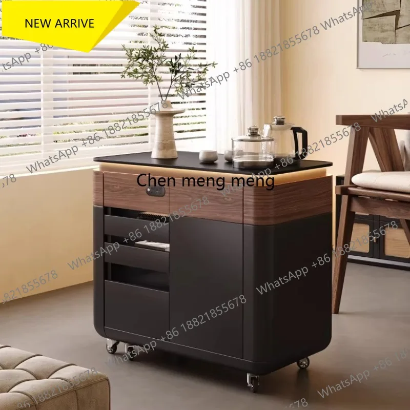 

G153 Retractable mobile home tea table, living room tea table, walnut solid wood stretched edge cabinet