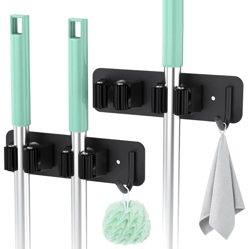 Suporte para esfregão montado na parede, suporte para esfregão e vassoura aço inoxidável, sem perfuração automática e65b