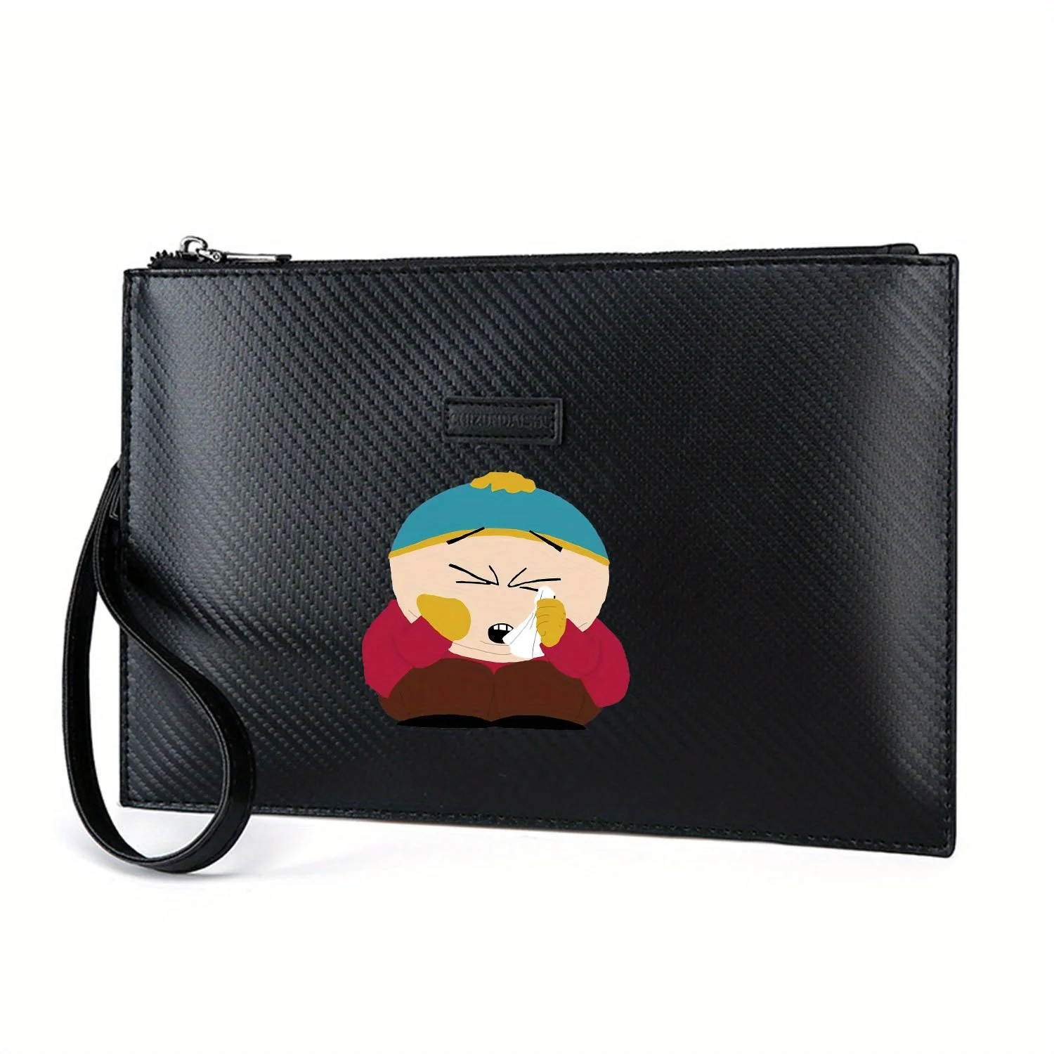 Crying Cartman con tessuto Elegante borsa da uomo in PU stampato Alla moda e pratica per il trasporto quotidiano
