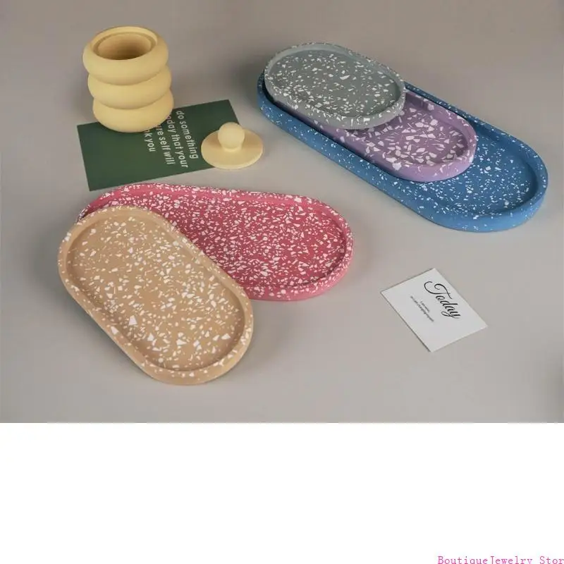 E1PE Elliptical Disc Storage Tray Mold DIY Crystal Epoxy Resin Molds Gypsum Cement