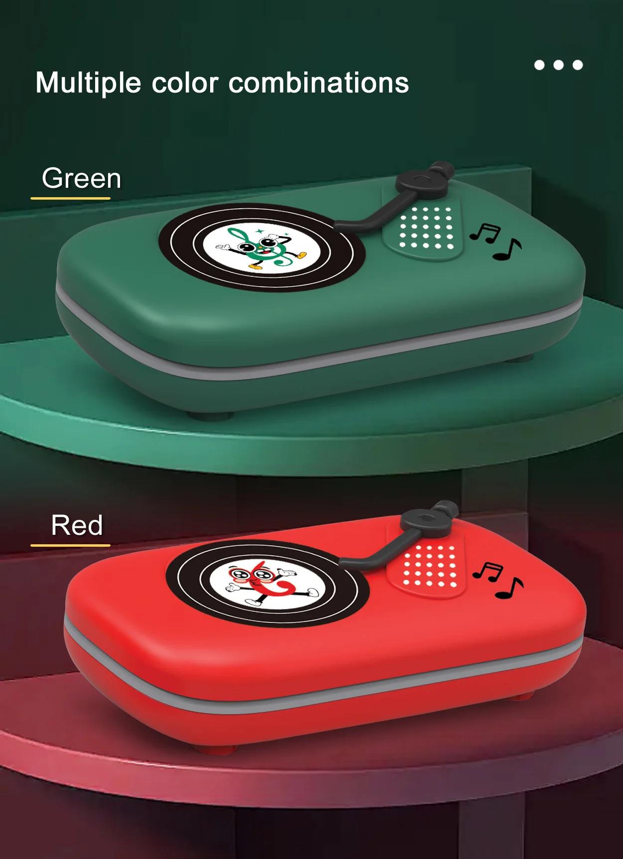    Multifunktionale elektronische Musik-Rhythmus-Puzzlespielmaschine für 3+ Montessori, tragbares Spielzeug, pädagogisches sensorisches Spiel, grün, rot