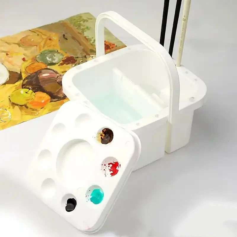 Portable Multi-functional Paint Water Bucket for Washing Brushes Art Student Brush Cleaner for Acrylic Paints Drawing Supplies view 2