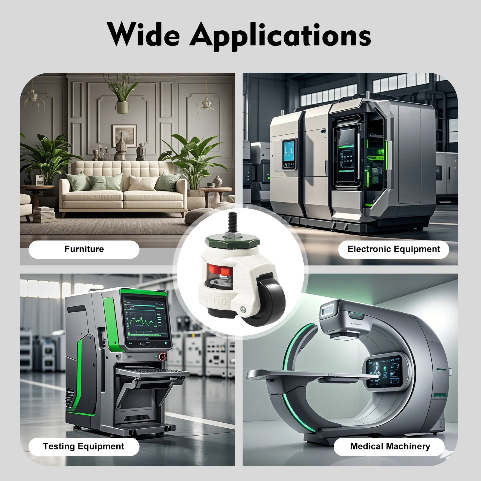 4 قطعة عجلة التسوية GD-80S عجلة نايلون 360 درجة دوارة 500 كجم تحميل عجلات قابلة للتعديل شديدة التحمل