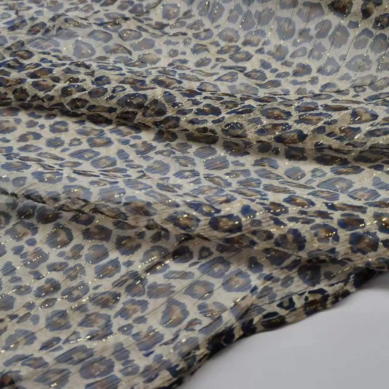 Silk Dress Shimmer Georgette Chiffon Leopard Pattern Metallic Jacquard Shiny Thin Fabric For Scarf
