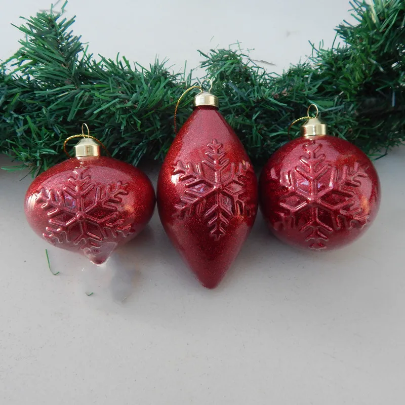 

12 шт./упак. красный стеклянный кулон разной формы, украшение для рождественской елки, фестиваль, подвесной шар, лук, конус, витрина для отеля