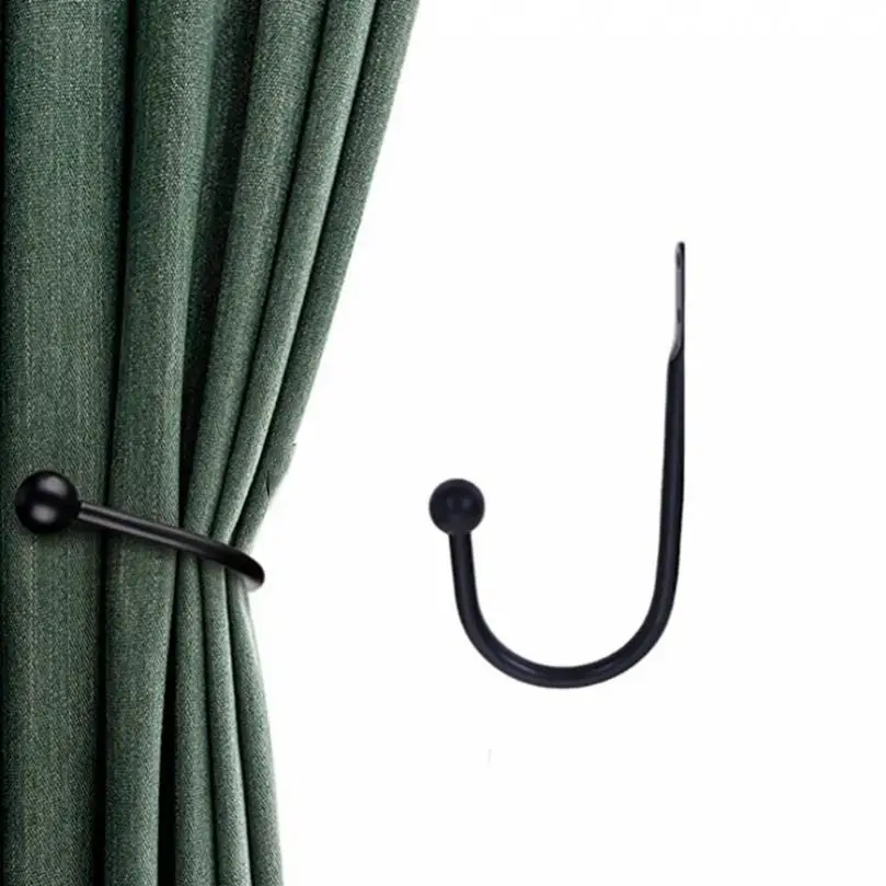 6.3 Inch Made Aluminum Alloy Black Wall Mounted Curtain Hook for Fabric Curtains Heavy Duty Hanging Hook