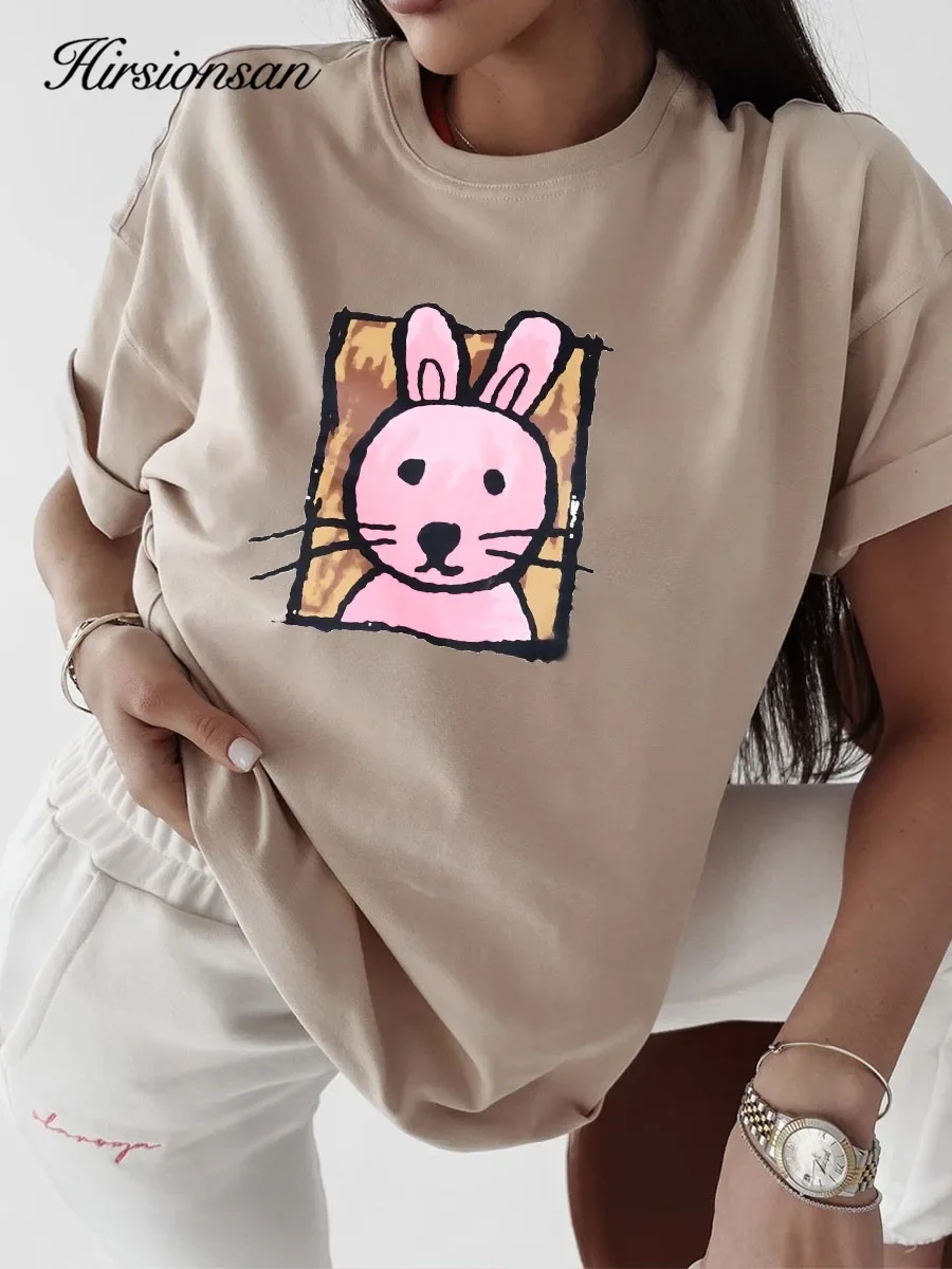 Hirsionsan Kawaii Cartoon Printed T-Shirt Women Soft Casual Short Sleeve Summer Cotton Breathable Tshirt Chicken Brothers Tee