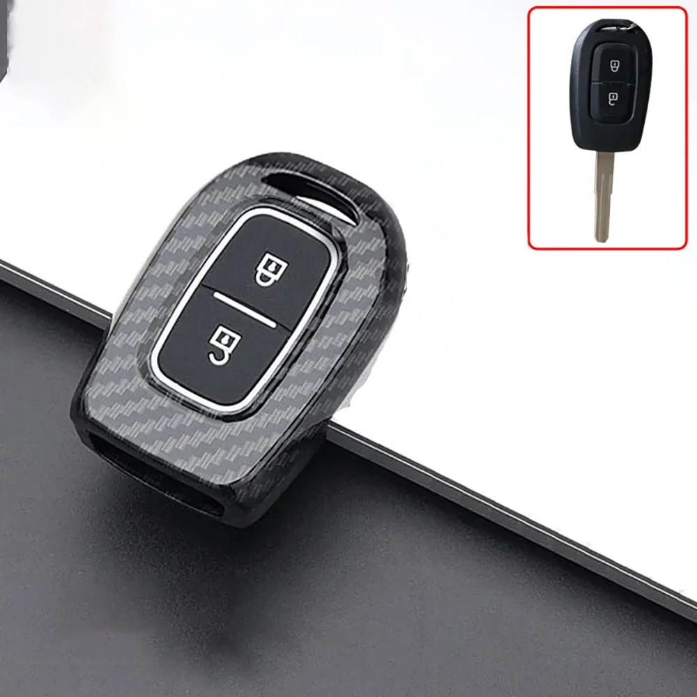 

Carbon Fiber ABS Car Key Cover Case For Renault Duster Dacia Scenic Master Megane 2016 2017 Shell