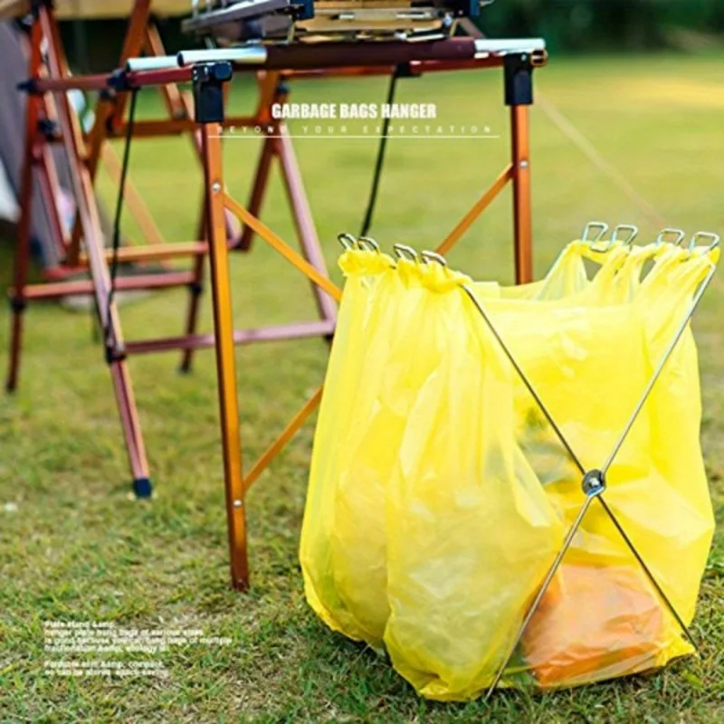 Trash Bag Holder, Extra Large Portable Trash Bag Holder with Foldable Wire Frame for Camping, BBQ, Picnic and Kitchen.