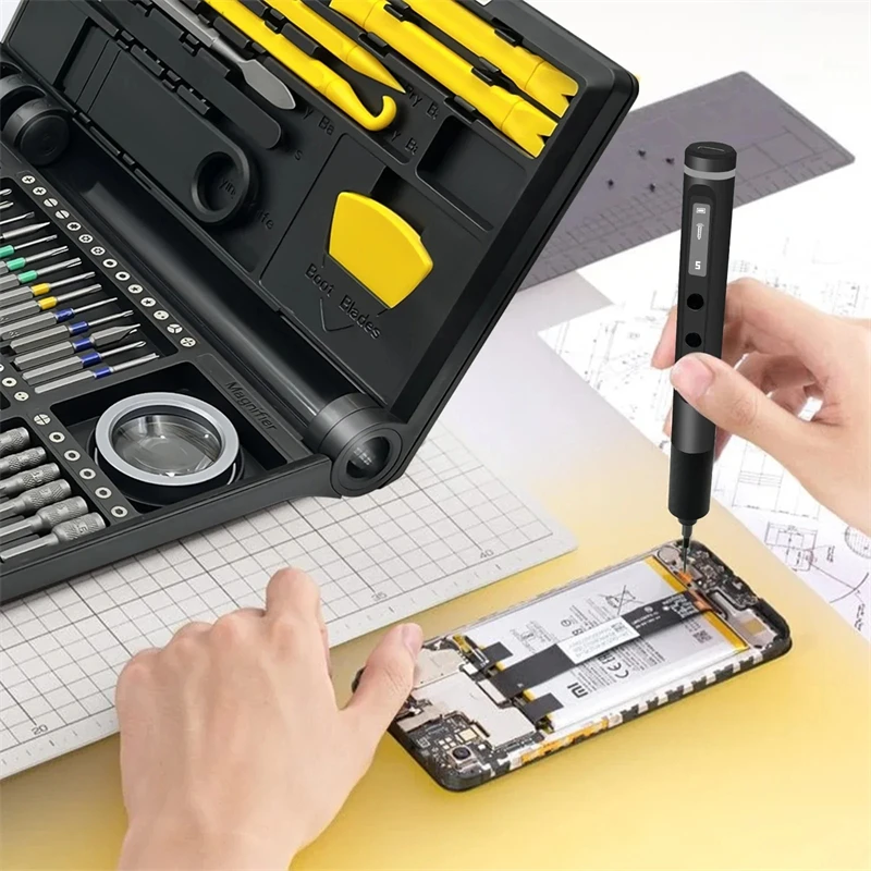 ชุดไขควงไฟฟ้าไร้สายพร้อมไฟ LED บิตแม่เหล็กฟิลลิปส์ ทอร์กซ์ไขควงซ่อมโทรศัพท์เครื่องมือไฟฟ้าแบบชาร์จไฟได้