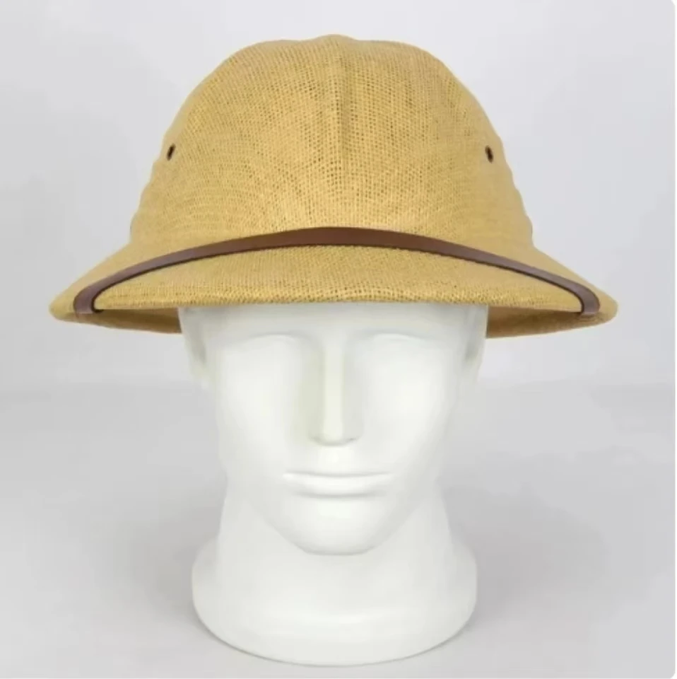 DongKing-Sombrero de paja para el sol para hombres y mujeres, sombrero de cubo, sombrero de jungla Toyo, gorra de minería, alta