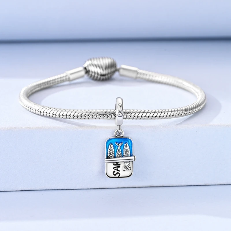 925 Sterling Silber Sardinen-Anhänger Perle CZ Zirkon Anhänger Passend für Original-Armband DIY Schmuck Geschenk – Detail 3