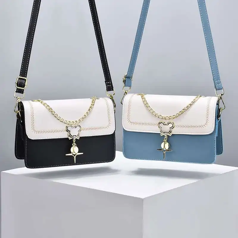 

Модная женская сумка-цепочка, летняя универсальная квадратная сумка для повседневного использования, цветная, с декоративной строчкой