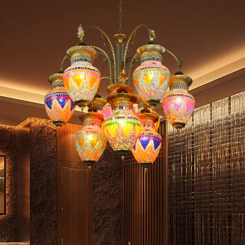 Turkish chandelier mosaic Bohemia western Xinjiang restaurant man coffee exotic hotel bar