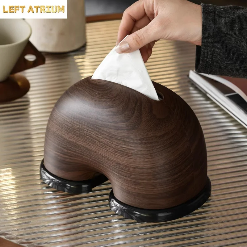 Wood Grain Tissue Box ABS Plastic Napkin Box with Spring Paper Boxes Tissues Organizer Napkin Holder Tissue Storage Boxes