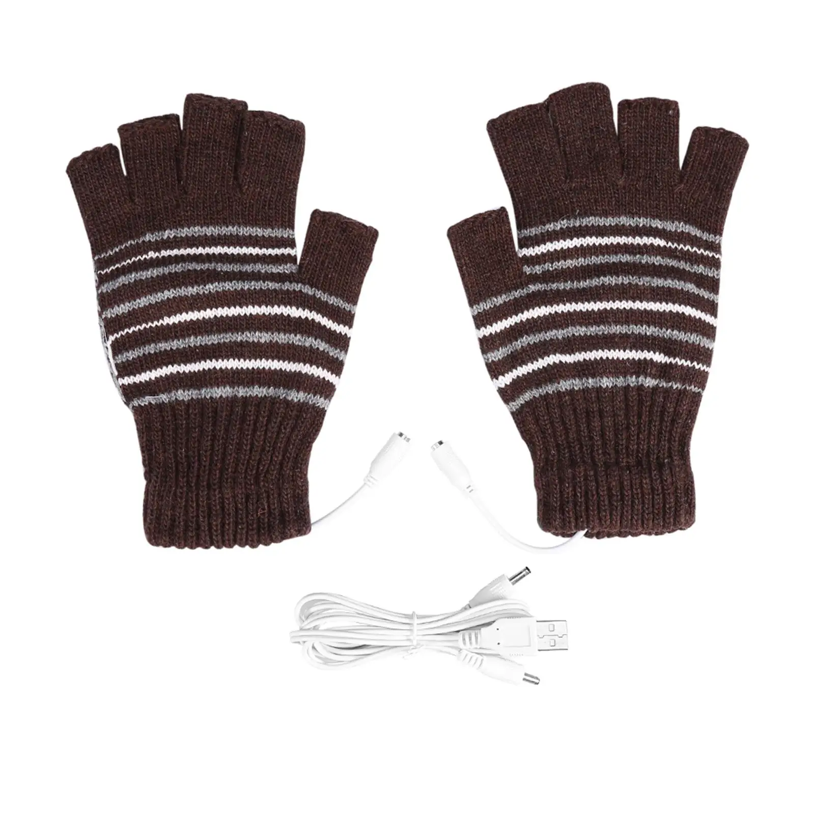 

1 Pair 5V USB Heated Half Finger Mittens for Men & Women - Winter Warm Gloves