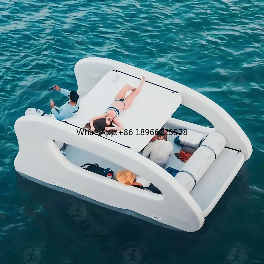 Factory Price Popular Catamaran Cruising Pontoon Portable Boat Foldable Inflatable Electric House Boat For Water Play