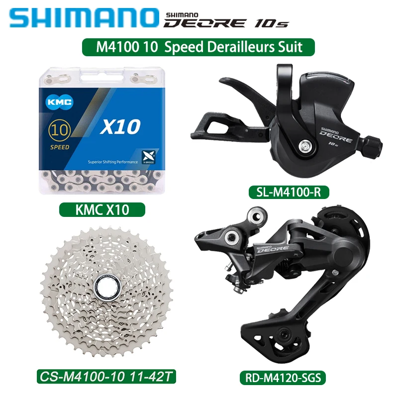 

Переключатель передач SHIMANO DEORE M4100 10 скоростей, механизм переключения передач, кассета, звездочка, задний переключатель передач M4120, цепь X10, оригинальная деталь