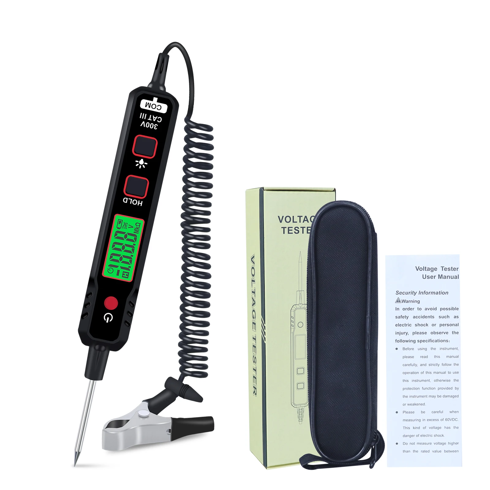 Xin Tester 100V Pen Type Car Voltage Detector Smart Non-Contact Adjustable DC Voltage Backlight Tester XT86A