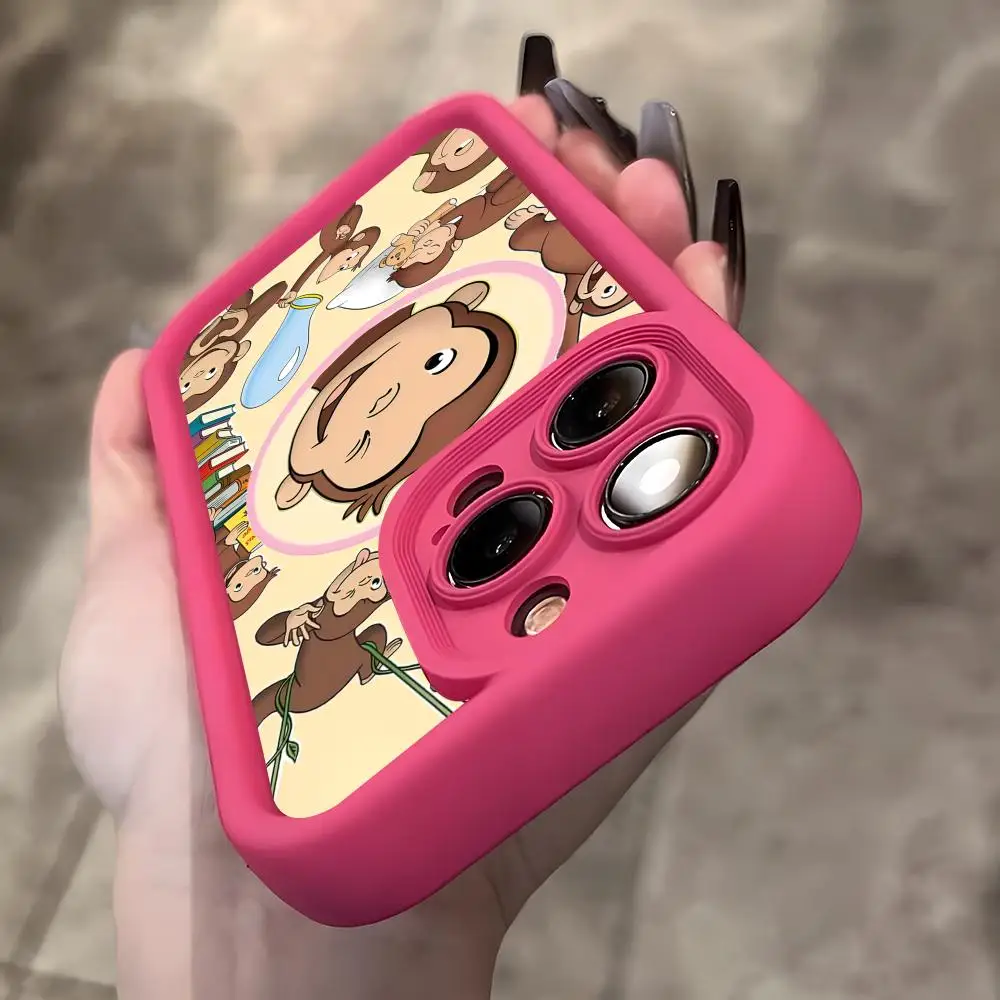 

Curious George Monkey Thicken TPU Mobile Phone Case for iPhone 17 16 15 14 13 12 11 Air Pro Max Plus Colorful Cover