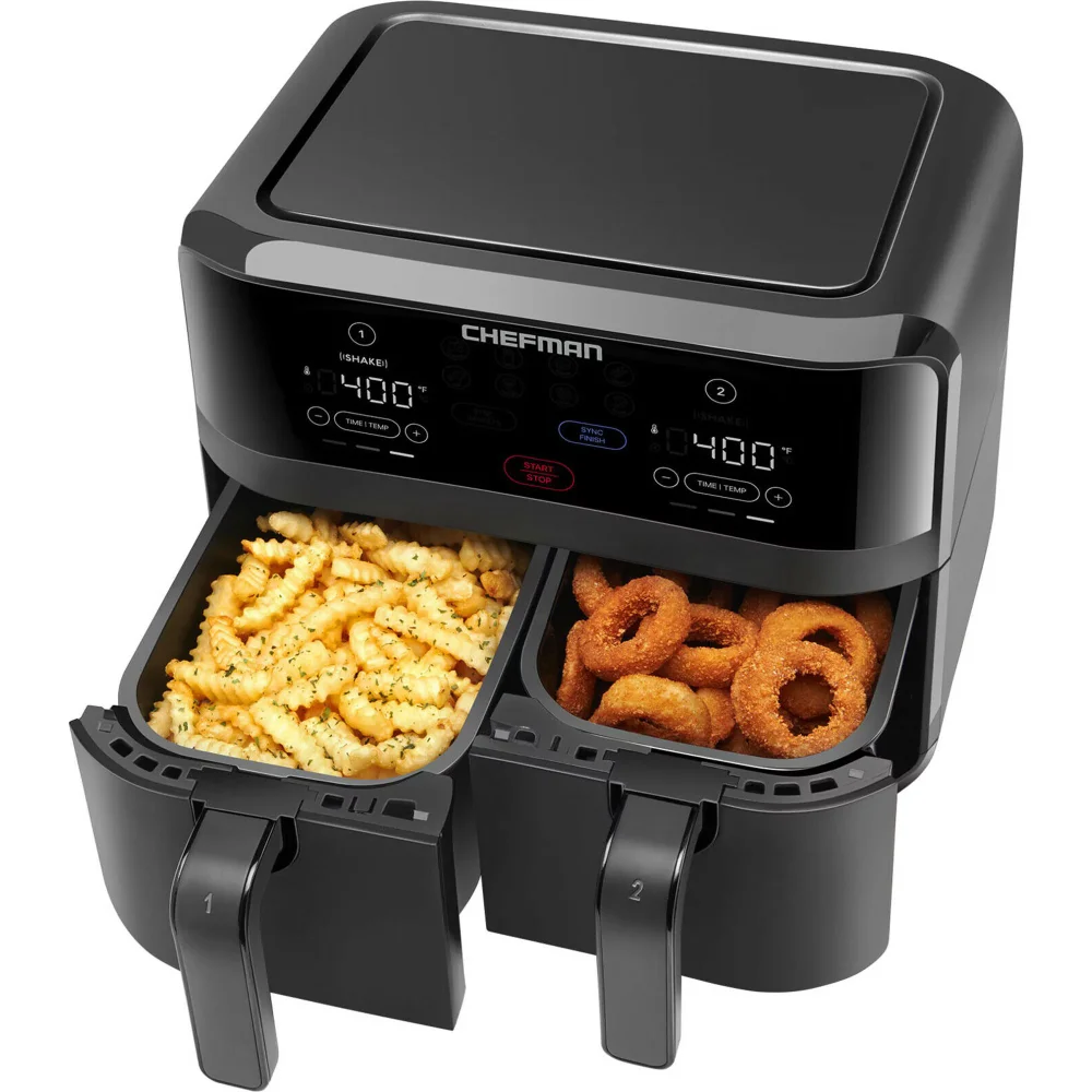 

2023 New TurboFry Digital Touch Dual Basket Air Fryer, XL 9 Qt, 1500W, Black