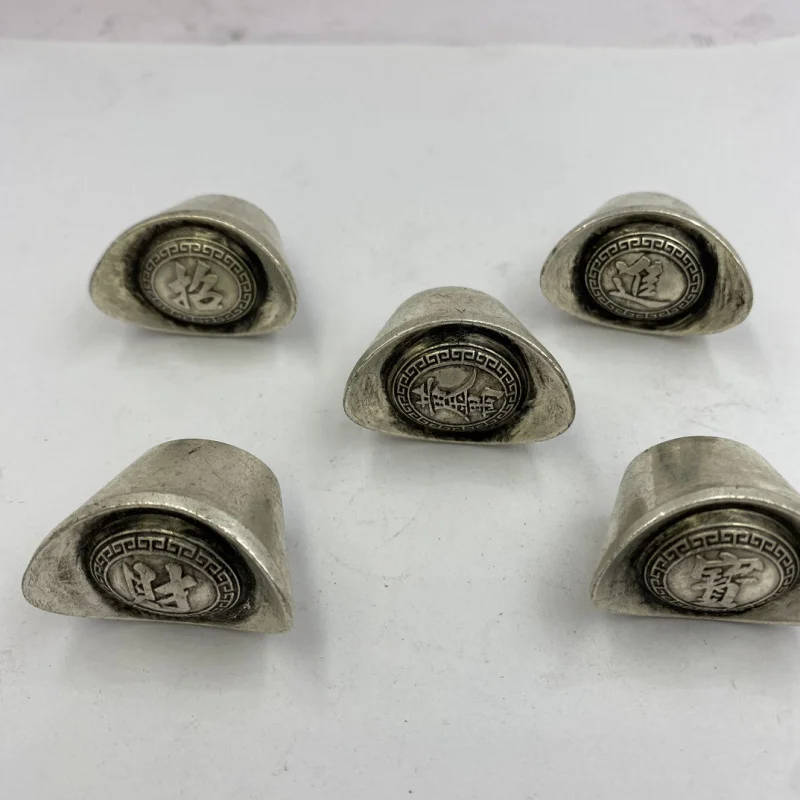 Small Wealth Attracting and Treasure Bringing Words White Ancient Silver Ingot Copper S