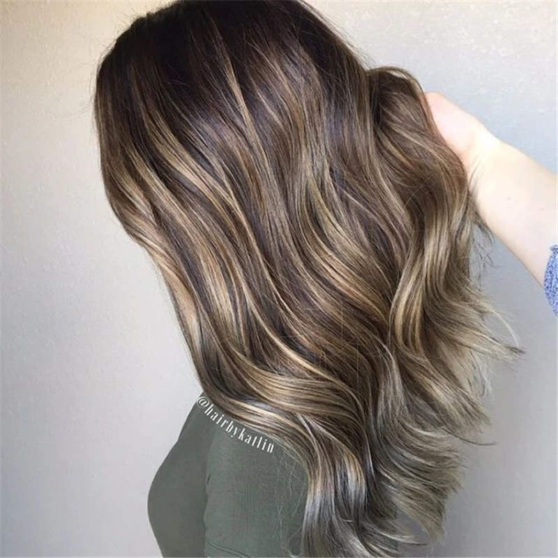 

Natural Brown Highlight Wigs Natural Wavy Hair Wig for White Black Women Heat Resistant Synthetic Bob Wig Shoulder Length