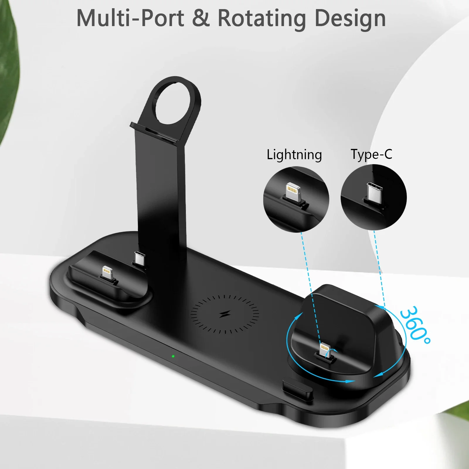 7 in 1 30W 360° Rotate Wireless Charger Stand Pad For iPhone Samsung Xiaomi iWatch 8 7 6 Airpods Pro Fast Charging Dock Station