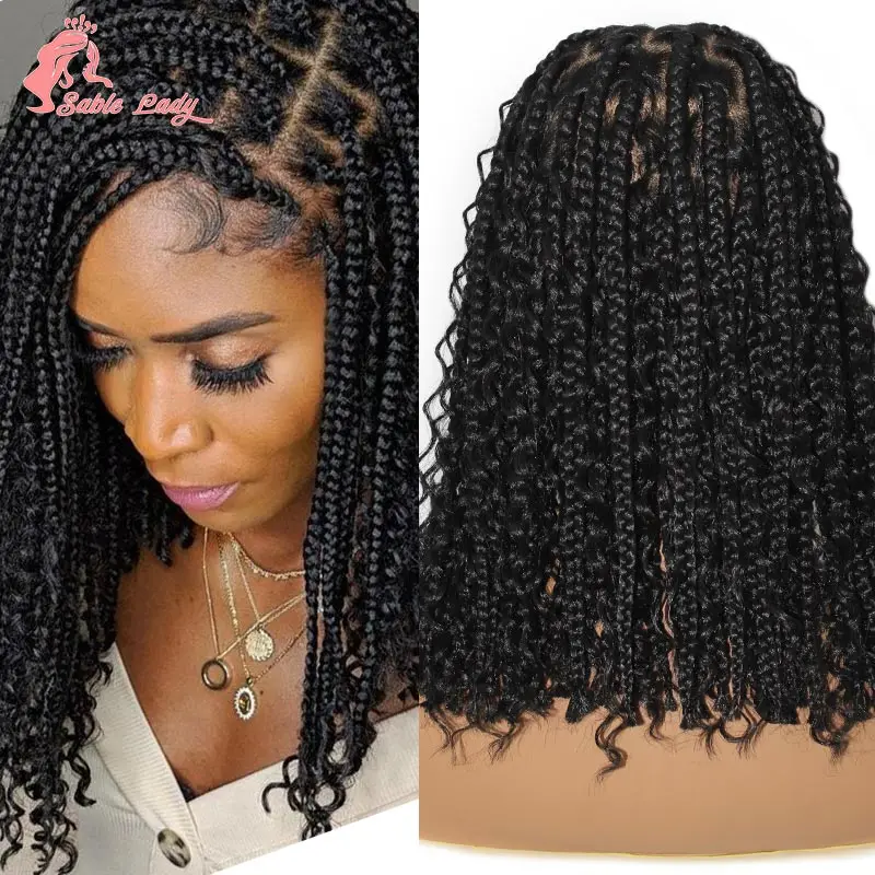 Synthetic Short Bob Box Braided Wigs For Black Women 12 Inch Jumbo Braids African Short Boho Braiding Hair Wigs Extensions Hair