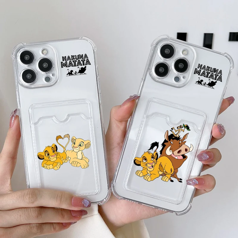 The Lion King Disney Cartoon For iPhone 15 14 13 12 11 XS XR X 8 7 Pro Max Plus Mini Photo Card Bag Transparent Funda