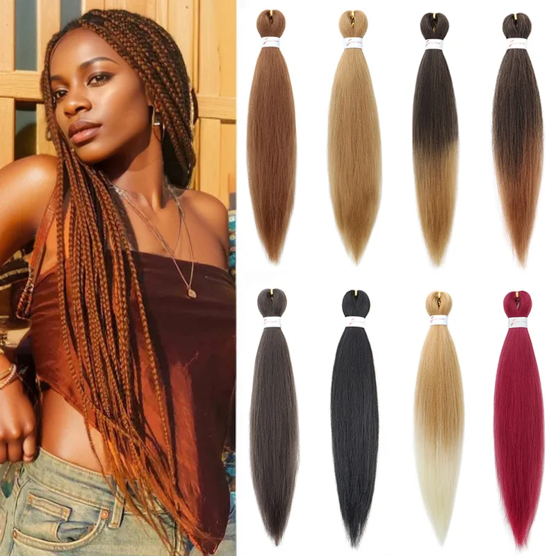 20Inch Synthetic Pre Stretched Braiding Ombre Hair Extension for Black Women Yaki Straight EZ Braid Hair Piece