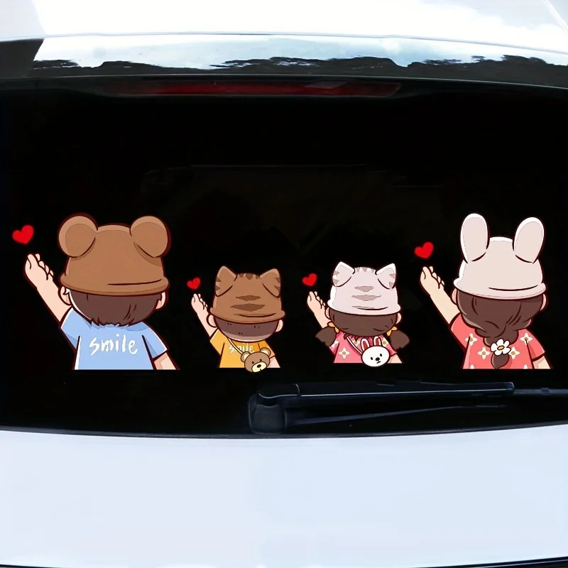 Adesivo de Carro em Forma de Coração para Família, Personalizado e Criativo, Adesivo Decorativo para Para-brisa Traseiro de Carro e Motocicleta