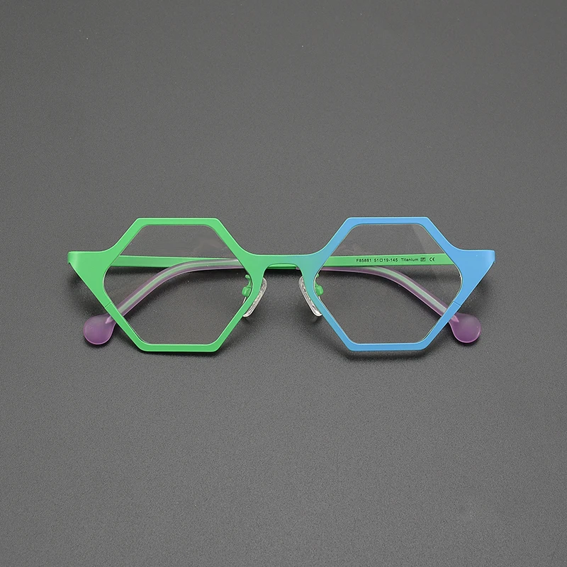 Gradient fashion ultra light pure titanium myopia glasses frame retro polygon literary niche exquisite leisure optical glasses