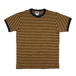 Ok8105 Men T-Shirt Summer Personality Fashion Youth Slim Fit Round Neck Color Matching Pinstripe Short Sleeve Thick Pullover Tee