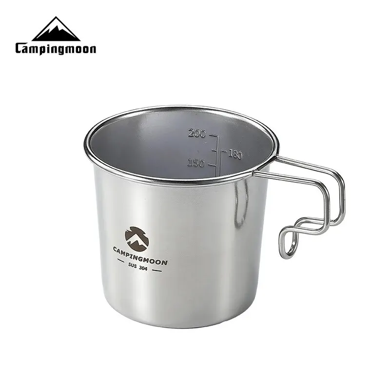 CAMPINGMOON S190 2pcs+Bag Outdoor Camping 304 Stainless Steel Water Cup Portable Shiraz 210ML Syrah Cup Coffee Cup