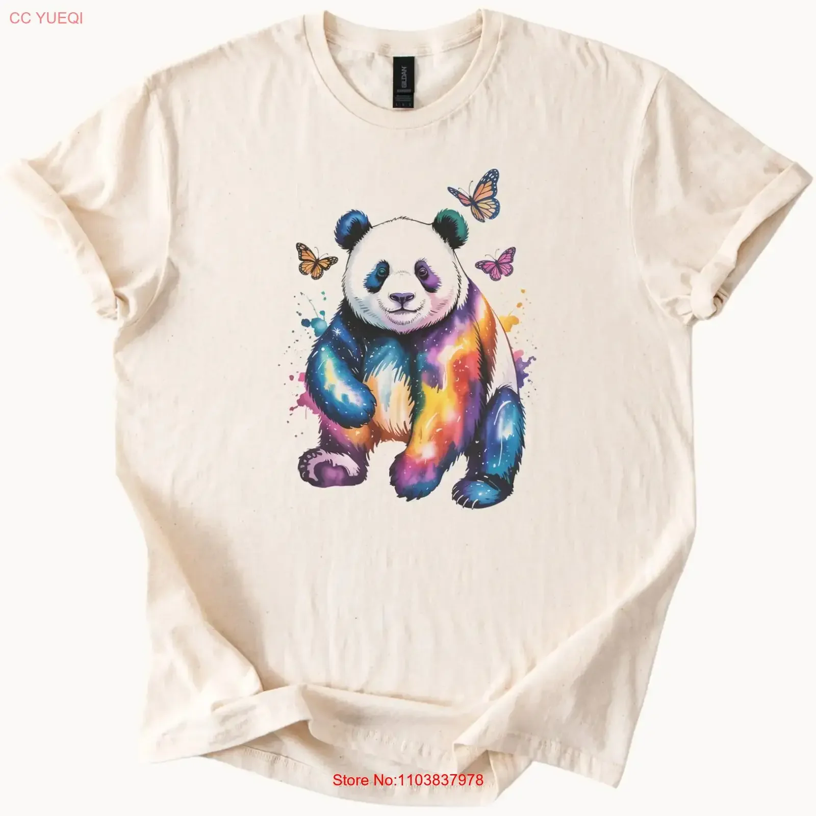 Футболка Galaxy Panda Bear с изображением бабочек, милым космическим животным, винтажным принтом, стильная, эластичная, удобная, унисекс