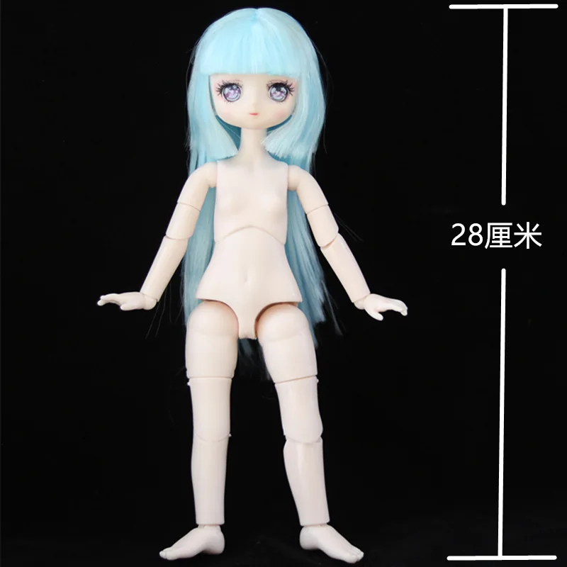 Multi Articulações Movable Corpo Meninas Anime Boneca, Brinquedos de Vestir DIY, 1/6 Bjd, 28cm, Novo