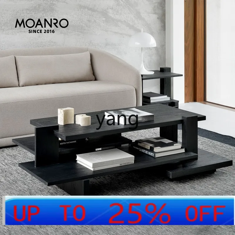 

LH solid wood coffee table side table oak black creative living room Italian square