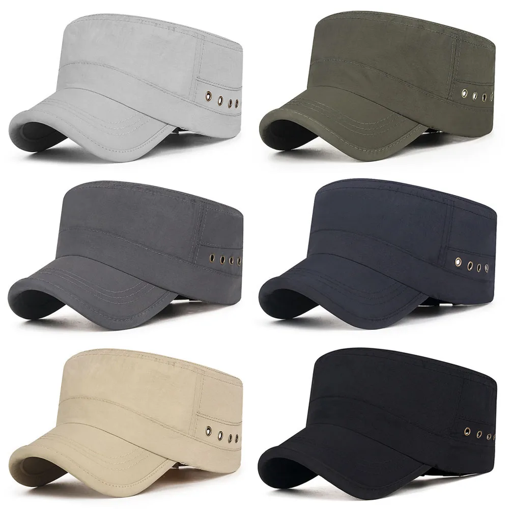 Unisex Flat Top Hat Men Women Snapback Baseball Cap Breathable Outdoor Hunting Fishing Running Cap Sun Visor Cap Four Seasons