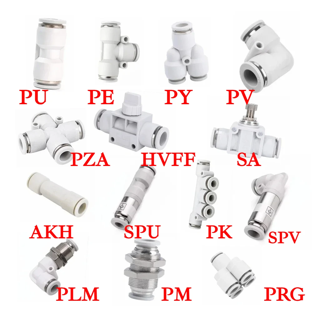 4 6 810 12 14 16mm Pipe OD Pneumatic Air Push To Connect Fitting PU PY PE PV PK PZA HVFF PM PLM SPU SPV AKH PRG Fit Push Lock