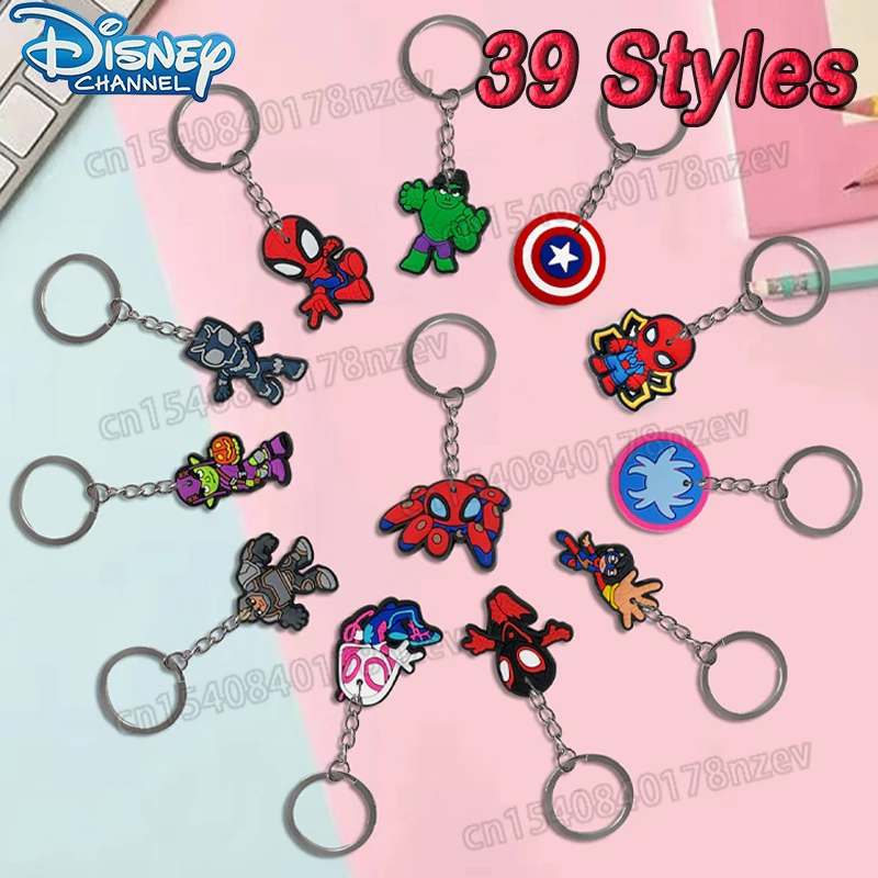 

New Disney Spiderman Keychain Cartoon Cute Key Ring Accessories Movie Figure Backpack Pendant Decoration for Kids Toys Gift