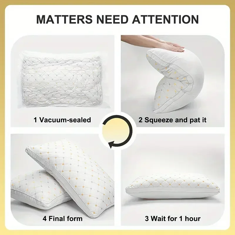 1pc Hotel's Same Feather Cotton Pillow Core Three-dimensional Neck Pillow For Sleeping Bedroom Dormitory Hotel Applicable