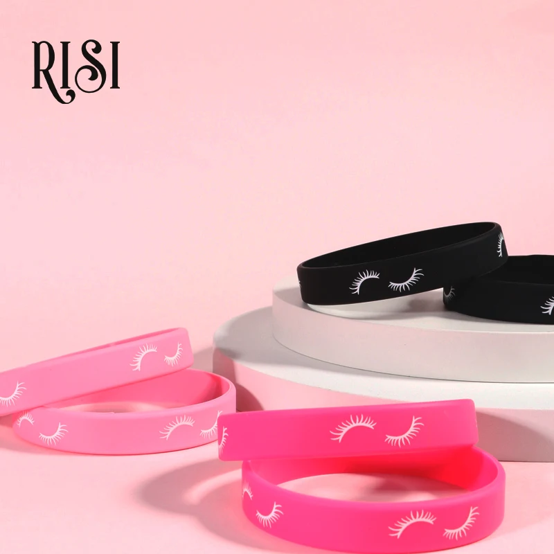 RISI For Eyelash Extension Wristband Bracelets Sport Elastic Silicone Bracelets Bangles Unisex Makeup Salon Member Gifts