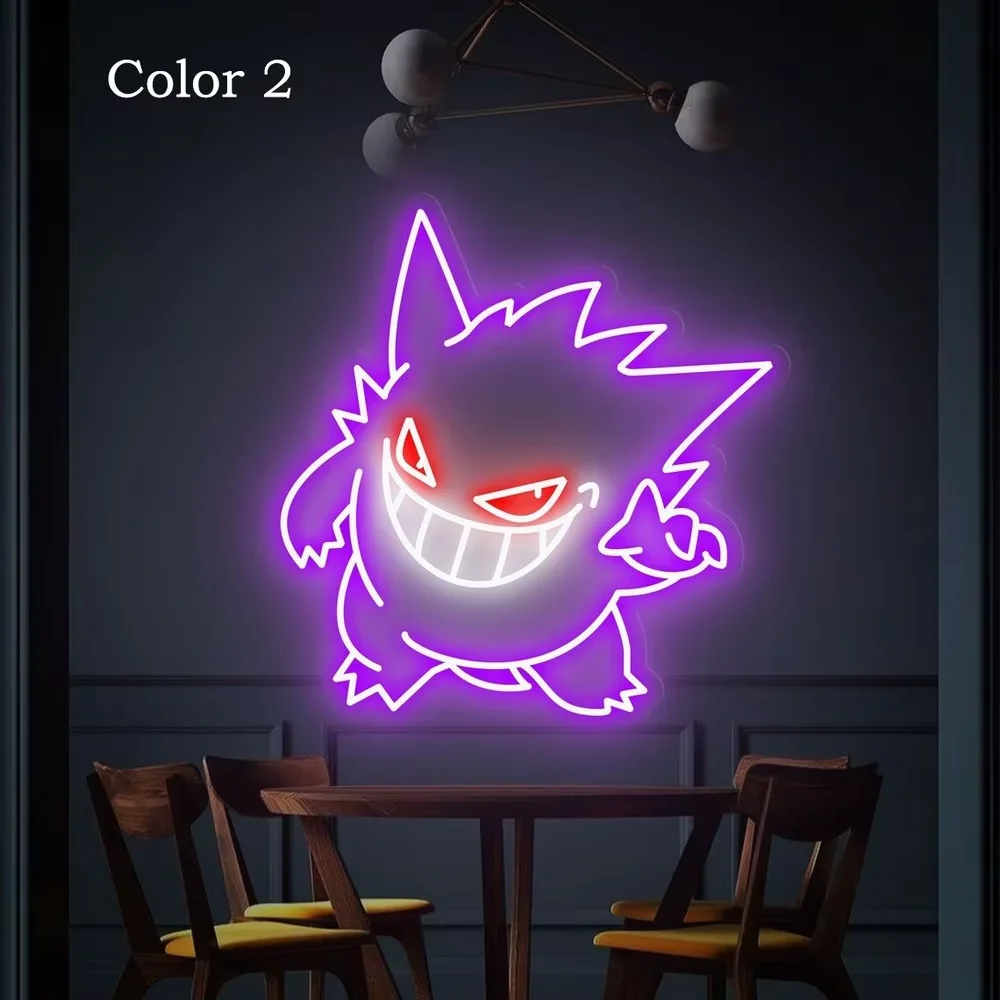 Gengar Anime Neon Sign USB Dimbare Pocket Monster Nachtlampje voor Slaapkamer Bar Club Game Room Party Decoratie Kinderverjaardag Cadeaus - afbeelding 1