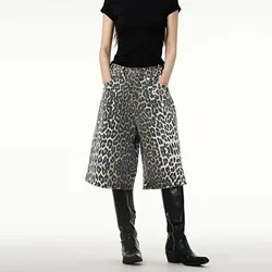 Women'S Retro Style Leopard Camo Casual Shorts Wide Leg High Waist Fashionable & Versatile Design Sweatpants Plus Size Women